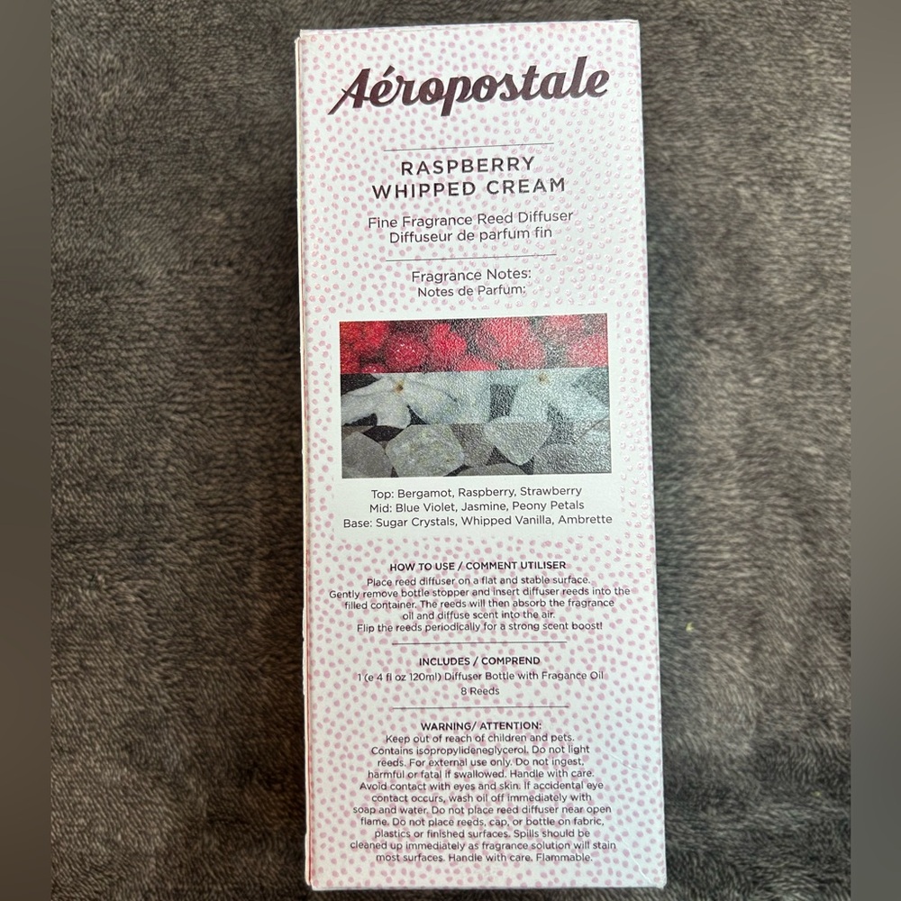 Aeropostale Raspberry Whipped Cream Reed Diffuser, New 4.0 oz. - Picture 4 of 5